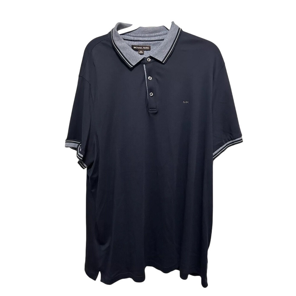 Michael Kors Mens Polo Shirt XXL Blue Contrast Collar Preppy Y2K Classic Vintage